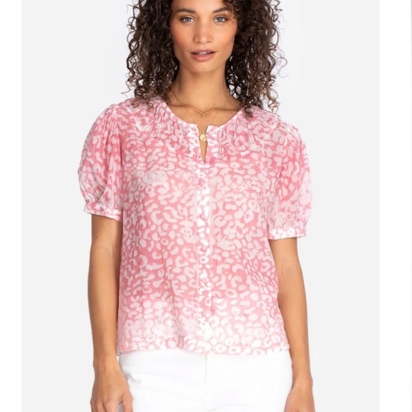 Johnny Was X Amanda Bond Amelie Short Sleeve Button Down Semi Sheer Blouse XS/S - Picture 3 of 12